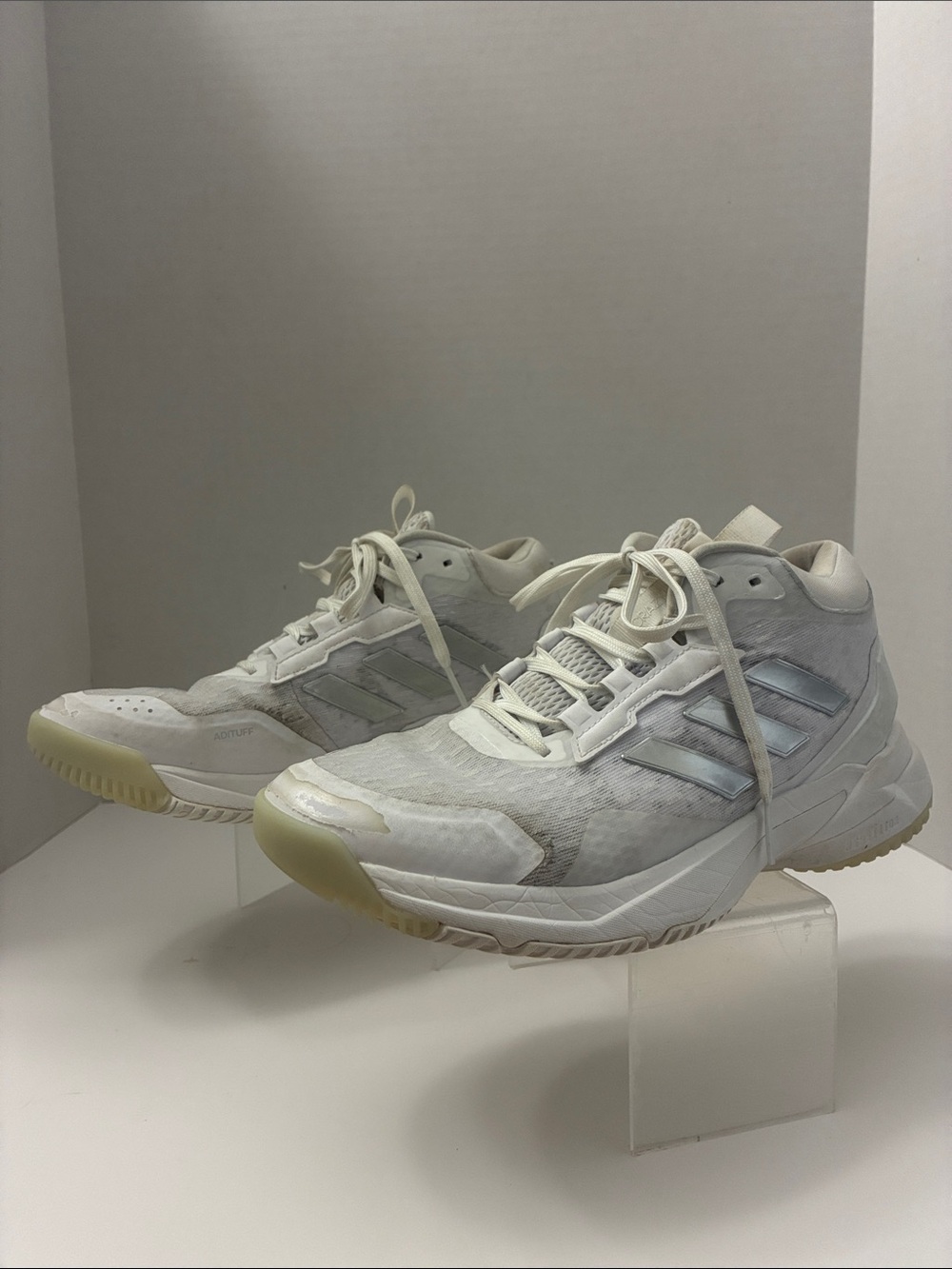 adidas Women's Light Grey and Off-White Athletic Sneakers size 6 1/2